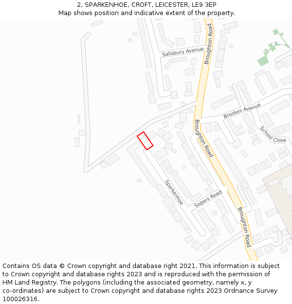 2, SPARKENHOE, CROFT, LEICESTER, LE9 3EP: Location map and indicative extent of plot