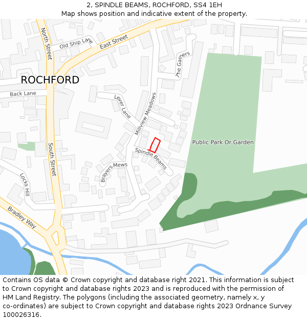 2, SPINDLE BEAMS, ROCHFORD, SS4 1EH: Location map and indicative extent of plot