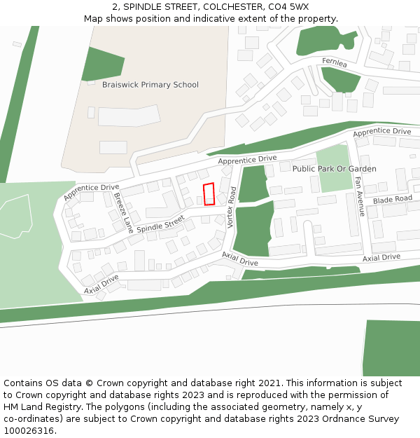 2, SPINDLE STREET, COLCHESTER, CO4 5WX: Location map and indicative extent of plot