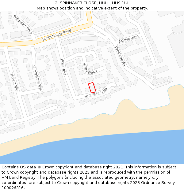 2, SPINNAKER CLOSE, HULL, HU9 1UL: Location map and indicative extent of plot