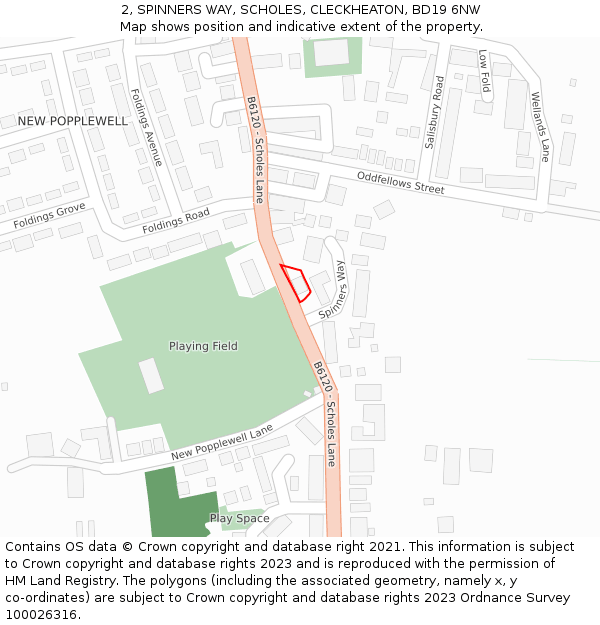 2, SPINNERS WAY, SCHOLES, CLECKHEATON, BD19 6NW: Location map and indicative extent of plot