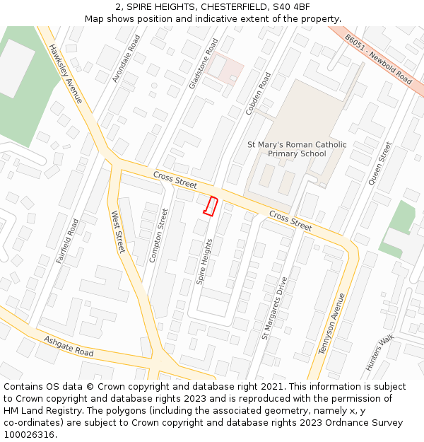 2, SPIRE HEIGHTS, CHESTERFIELD, S40 4BF: Location map and indicative extent of plot