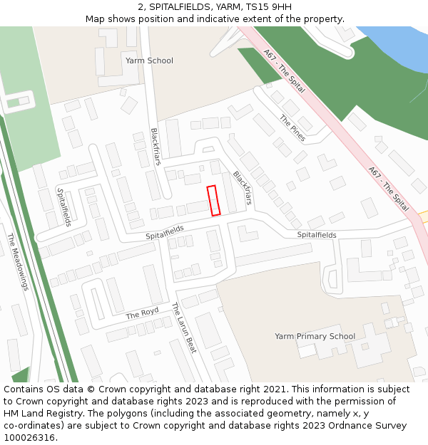 2, SPITALFIELDS, YARM, TS15 9HH: Location map and indicative extent of plot
