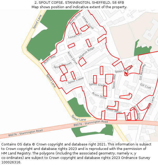 2, SPOUT COPSE, STANNINGTON, SHEFFIELD, S6 6FB: Location map and indicative extent of plot