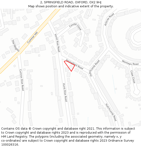 2, SPRINGFIELD ROAD, OXFORD, OX2 9HJ: Location map and indicative extent of plot