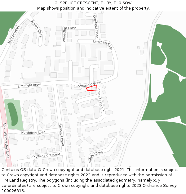 2, SPRUCE CRESCENT, BURY, BL9 6QW: Location map and indicative extent of plot