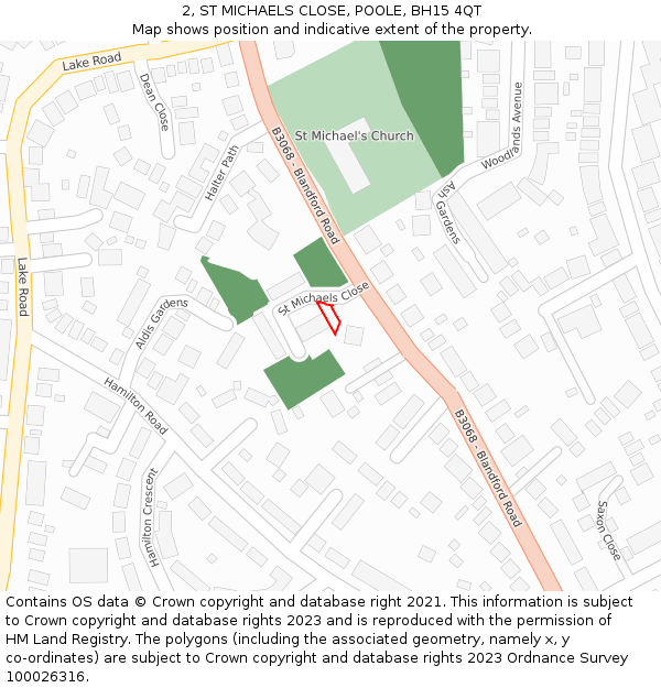2, ST MICHAELS CLOSE, POOLE, BH15 4QT: Location map and indicative extent of plot