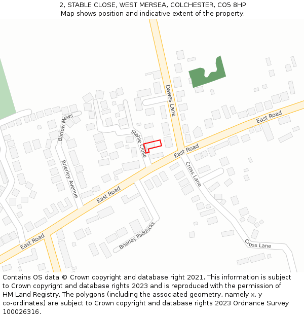 2, STABLE CLOSE, WEST MERSEA, COLCHESTER, CO5 8HP: Location map and indicative extent of plot