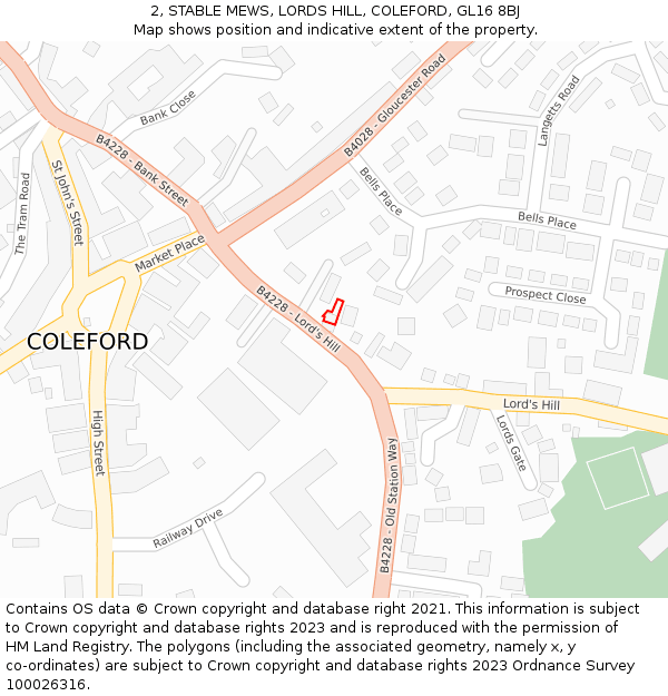 2, STABLE MEWS, LORDS HILL, COLEFORD, GL16 8BJ: Location map and indicative extent of plot