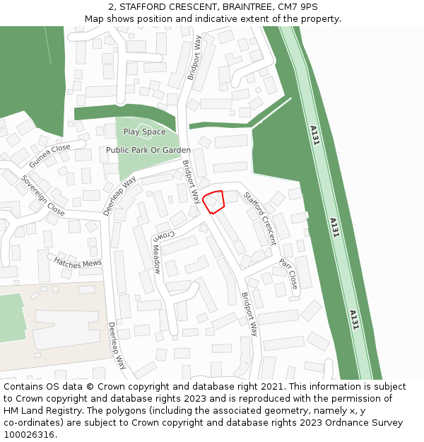 2, STAFFORD CRESCENT, BRAINTREE, CM7 9PS: Location map and indicative extent of plot