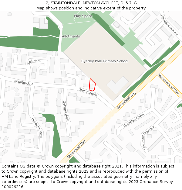 2, STAINTONDALE, NEWTON AYCLIFFE, DL5 7LG: Location map and indicative extent of plot