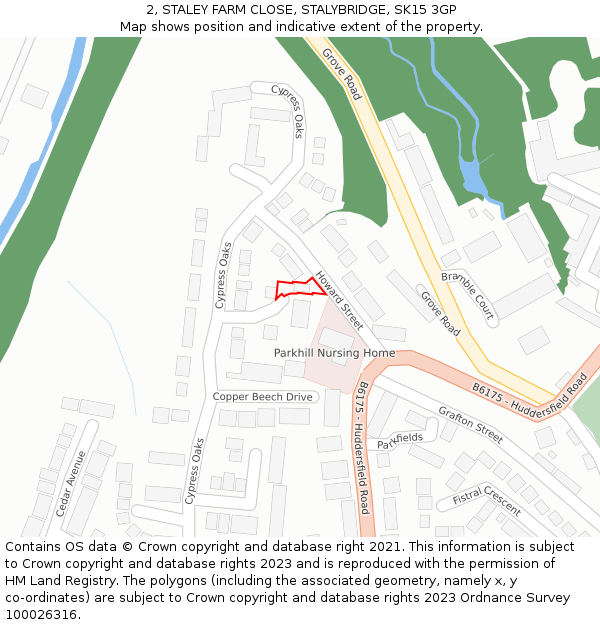 2, STALEY FARM CLOSE, STALYBRIDGE, SK15 3GP: Location map and indicative extent of plot