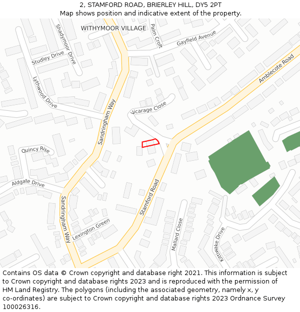 2, STAMFORD ROAD, BRIERLEY HILL, DY5 2PT: Location map and indicative extent of plot