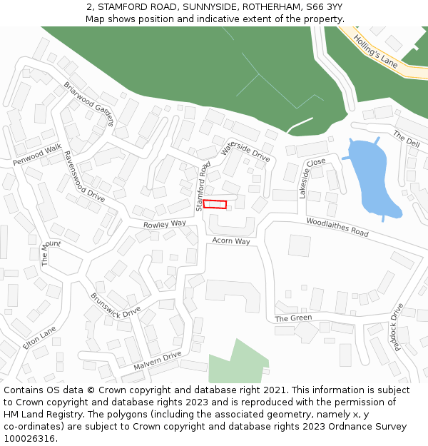 2, STAMFORD ROAD, SUNNYSIDE, ROTHERHAM, S66 3YY: Location map and indicative extent of plot