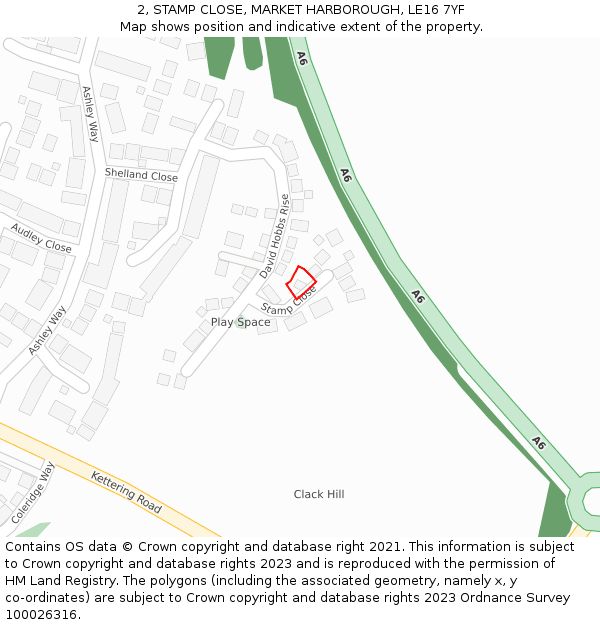 2, STAMP CLOSE, MARKET HARBOROUGH, LE16 7YF: Location map and indicative extent of plot