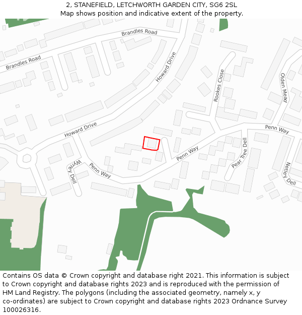 2, STANEFIELD, LETCHWORTH GARDEN CITY, SG6 2SL: Location map and indicative extent of plot