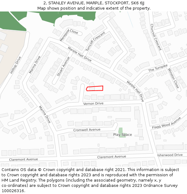 2, STANLEY AVENUE, MARPLE, STOCKPORT, SK6 6JJ: Location map and indicative extent of plot