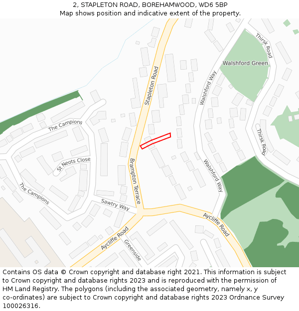 2, STAPLETON ROAD, BOREHAMWOOD, WD6 5BP: Location map and indicative extent of plot
