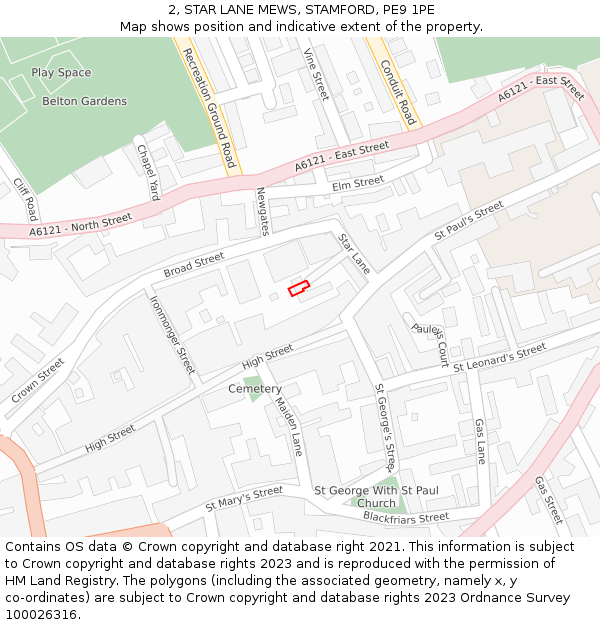 2, STAR LANE MEWS, STAMFORD, PE9 1PE: Location map and indicative extent of plot