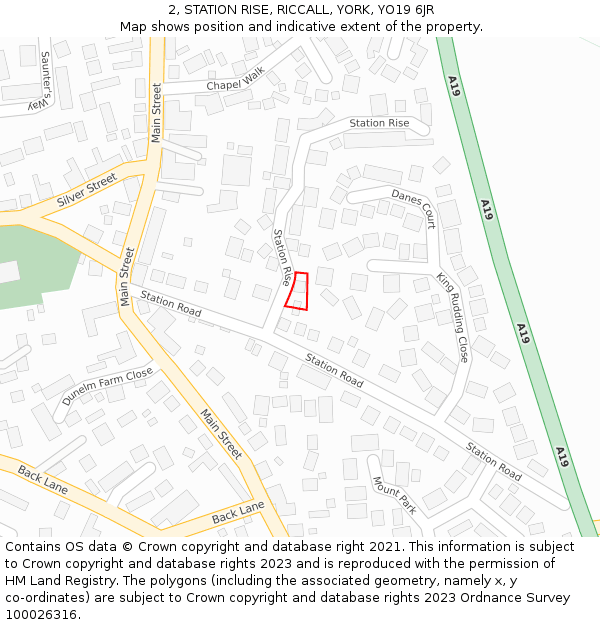 2, STATION RISE, RICCALL, YORK, YO19 6JR: Location map and indicative extent of plot
