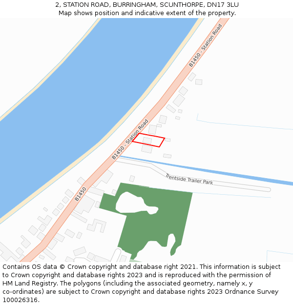 2, STATION ROAD, BURRINGHAM, SCUNTHORPE, DN17 3LU: Location map and indicative extent of plot