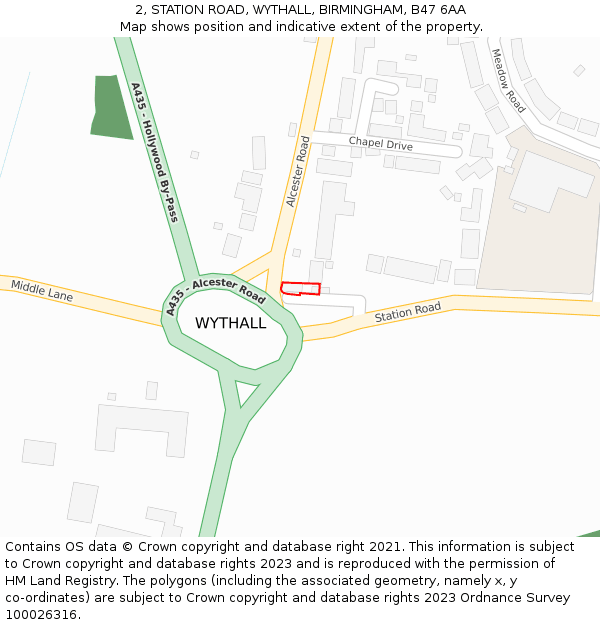 2, STATION ROAD, WYTHALL, BIRMINGHAM, B47 6AA: Location map and indicative extent of plot
