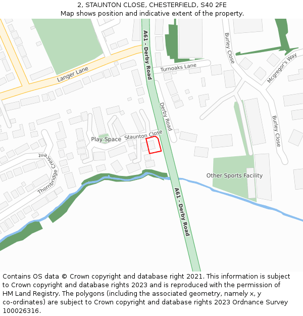 2, STAUNTON CLOSE, CHESTERFIELD, S40 2FE: Location map and indicative extent of plot