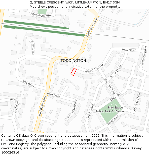 2, STEELE CRESCENT, WICK, LITTLEHAMPTON, BN17 6GN: Location map and indicative extent of plot