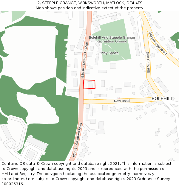 2, STEEPLE GRANGE, WIRKSWORTH, MATLOCK, DE4 4FS: Location map and indicative extent of plot