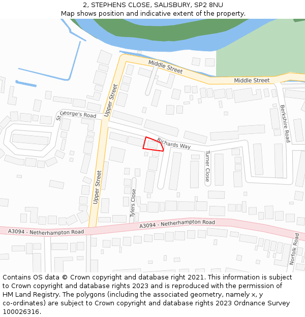 2, STEPHENS CLOSE, SALISBURY, SP2 8NU: Location map and indicative extent of plot