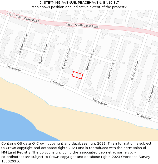 2, STEYNING AVENUE, PEACEHAVEN, BN10 8LT: Location map and indicative extent of plot