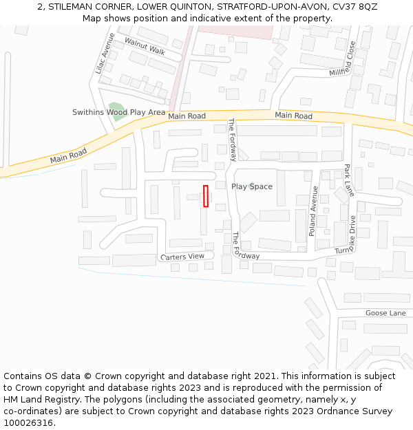 2, STILEMAN CORNER, LOWER QUINTON, STRATFORD-UPON-AVON, CV37 8QZ: Location map and indicative extent of plot