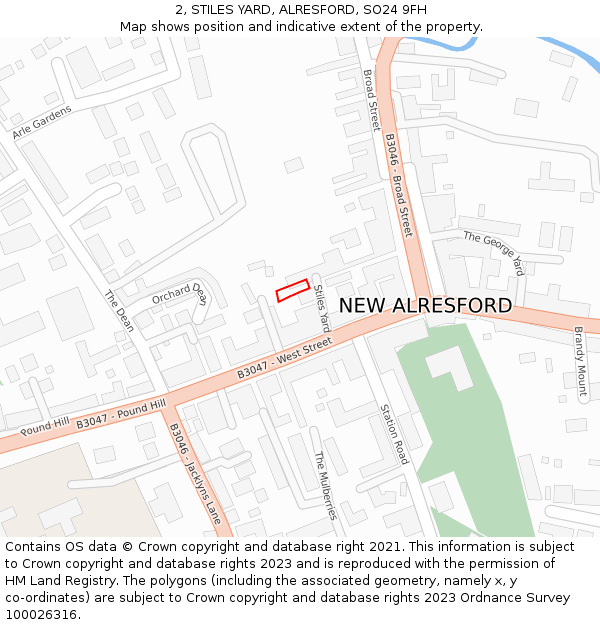 2, STILES YARD, ALRESFORD, SO24 9FH: Location map and indicative extent of plot