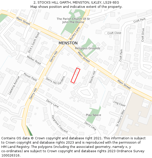 2, STOCKS HILL GARTH, MENSTON, ILKLEY, LS29 6EG: Location map and indicative extent of plot