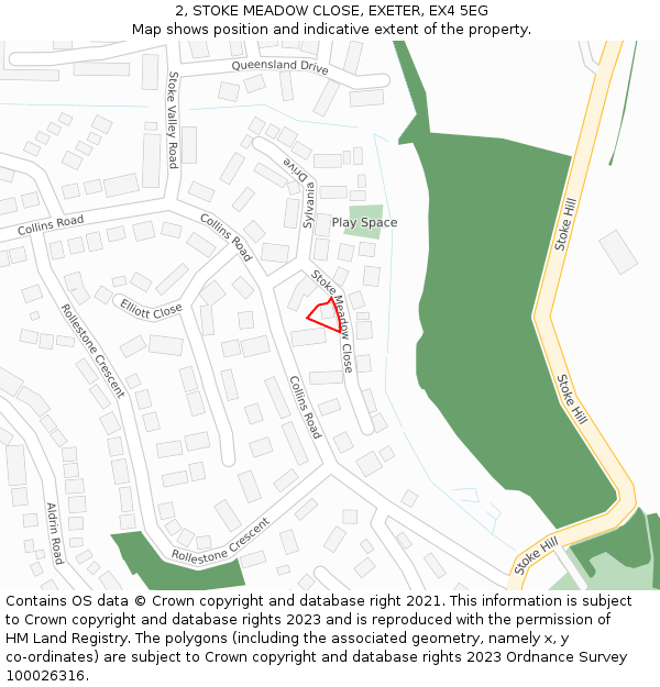 2, STOKE MEADOW CLOSE, EXETER, EX4 5EG: Location map and indicative extent of plot