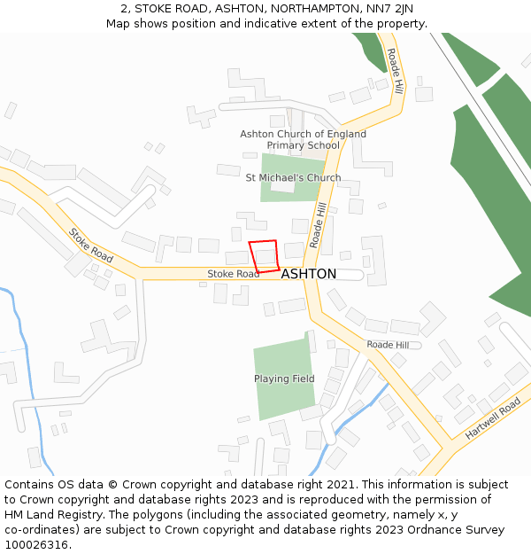2, STOKE ROAD, ASHTON, NORTHAMPTON, NN7 2JN: Location map and indicative extent of plot