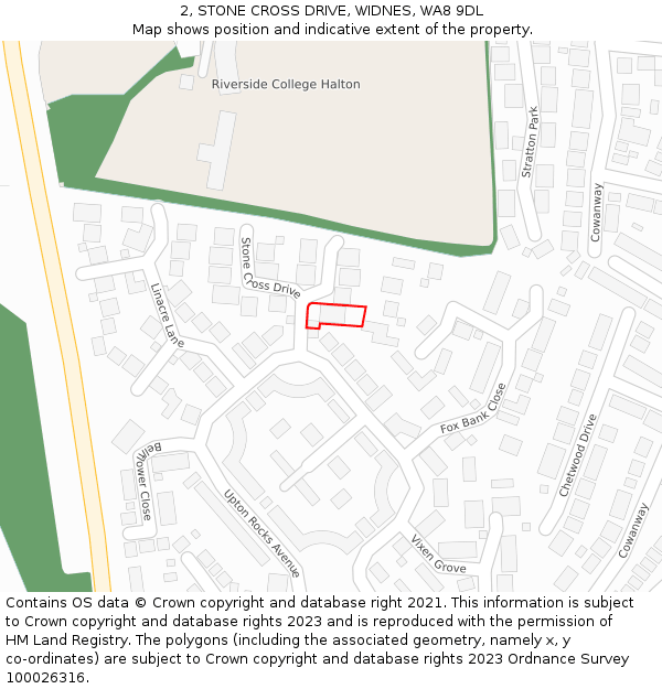 2, STONE CROSS DRIVE, WIDNES, WA8 9DL: Location map and indicative extent of plot