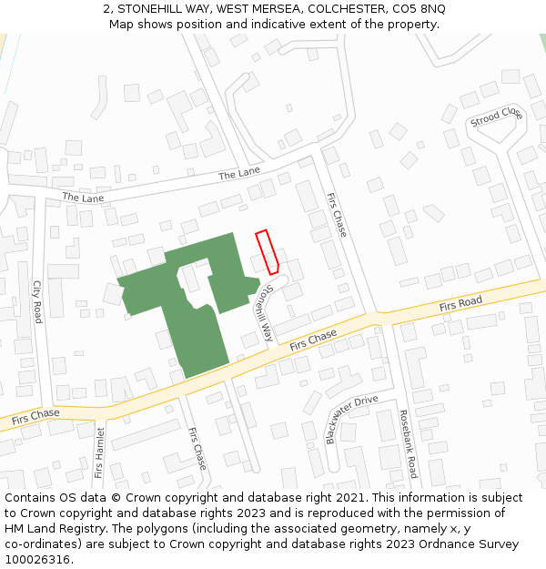2, STONEHILL WAY, WEST MERSEA, COLCHESTER, CO5 8NQ: Location map and indicative extent of plot