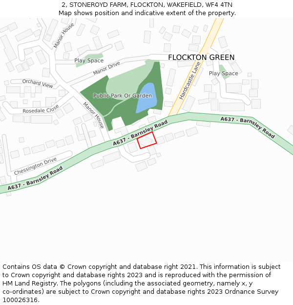 2, STONEROYD FARM, FLOCKTON, WAKEFIELD, WF4 4TN: Location map and indicative extent of plot