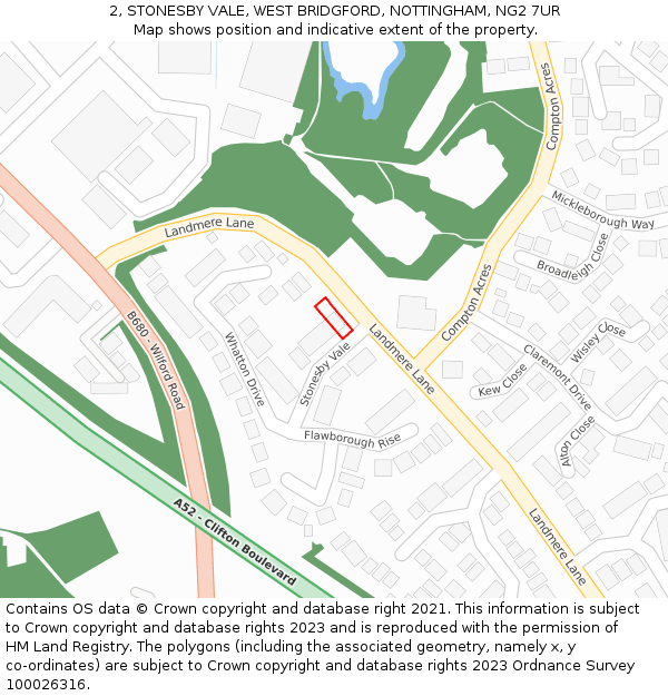 2, STONESBY VALE, WEST BRIDGFORD, NOTTINGHAM, NG2 7UR: Location map and indicative extent of plot