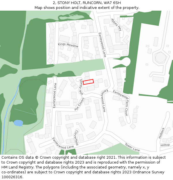 2, STONY HOLT, RUNCORN, WA7 6SH: Location map and indicative extent of plot