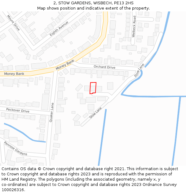 2, STOW GARDENS, WISBECH, PE13 2HS: Location map and indicative extent of plot