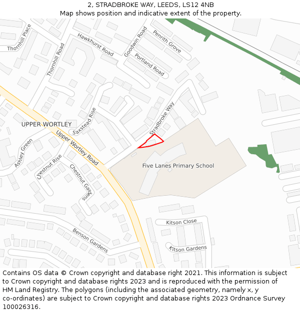 2, STRADBROKE WAY, LEEDS, LS12 4NB: Location map and indicative extent of plot