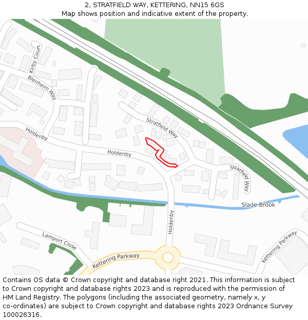 2, STRATFIELD WAY, KETTERING, NN15 6GS: Location map and indicative extent of plot