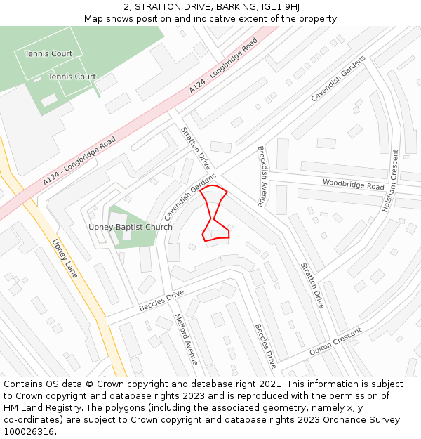 2, STRATTON DRIVE, BARKING, IG11 9HJ: Location map and indicative extent of plot