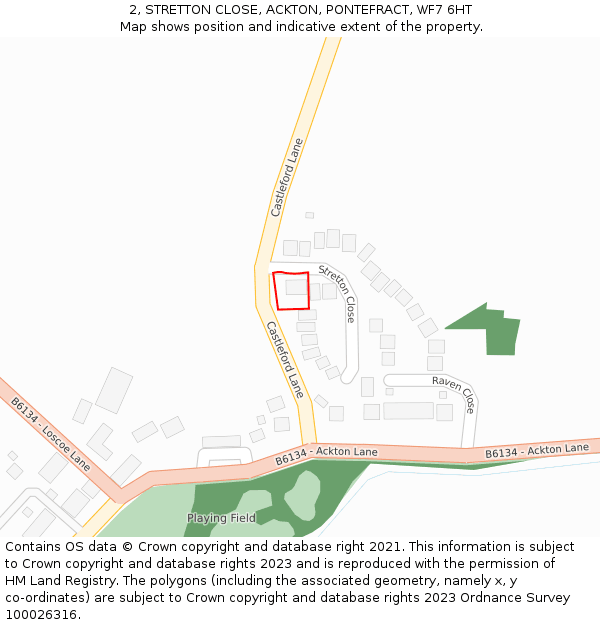 2, STRETTON CLOSE, ACKTON, PONTEFRACT, WF7 6HT: Location map and indicative extent of plot