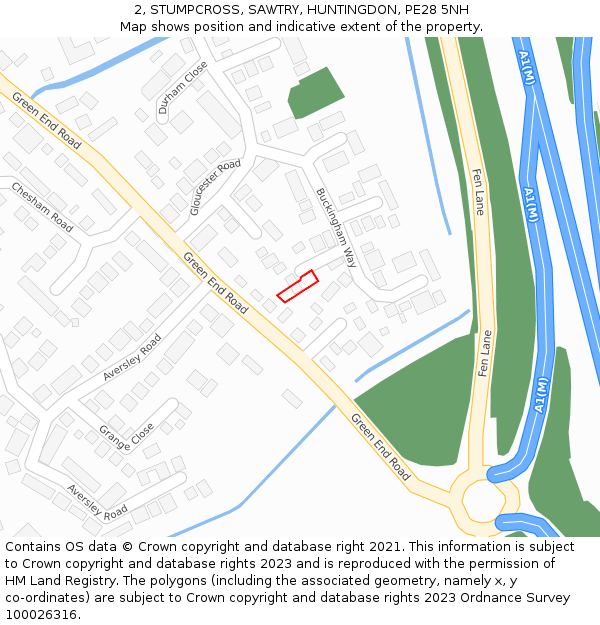 2, STUMPCROSS, SAWTRY, HUNTINGDON, PE28 5NH: Location map and indicative extent of plot