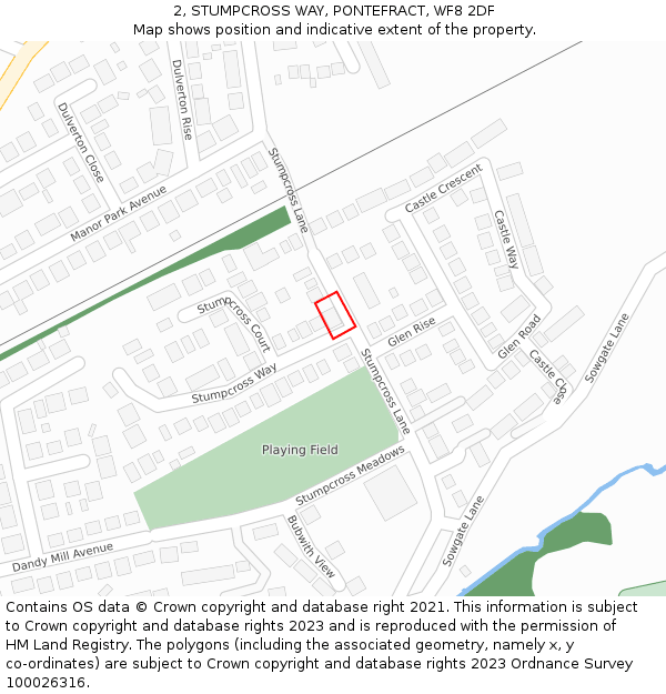 2, STUMPCROSS WAY, PONTEFRACT, WF8 2DF: Location map and indicative extent of plot