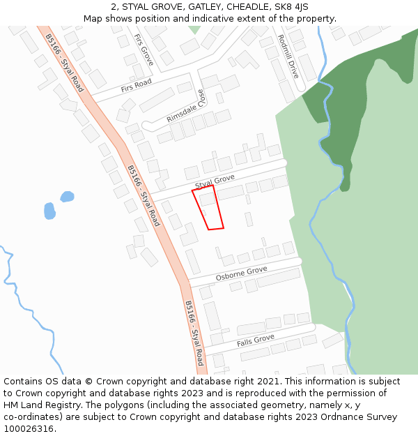2, STYAL GROVE, GATLEY, CHEADLE, SK8 4JS: Location map and indicative extent of plot