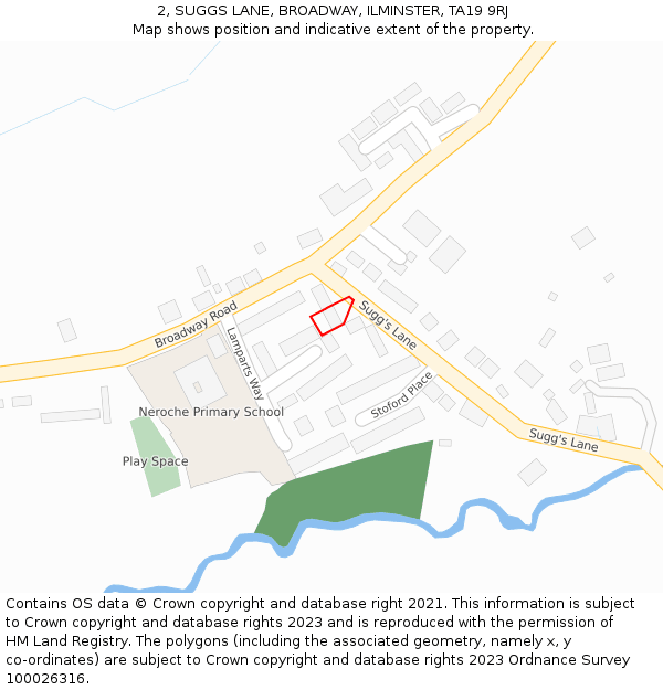 2, SUGGS LANE, BROADWAY, ILMINSTER, TA19 9RJ: Location map and indicative extent of plot